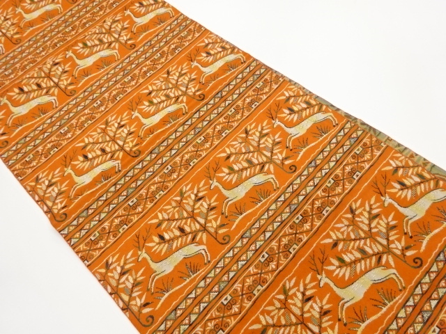 JAPANESE NAGOYA OBI / WOVEN STRIPE & DEER